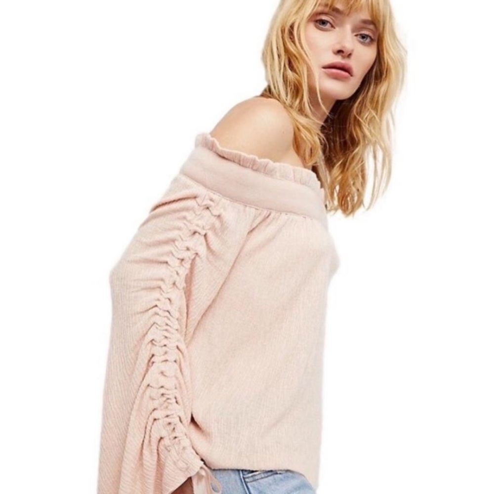 Free People Off the Shoulder Top Ribbon Sleeve